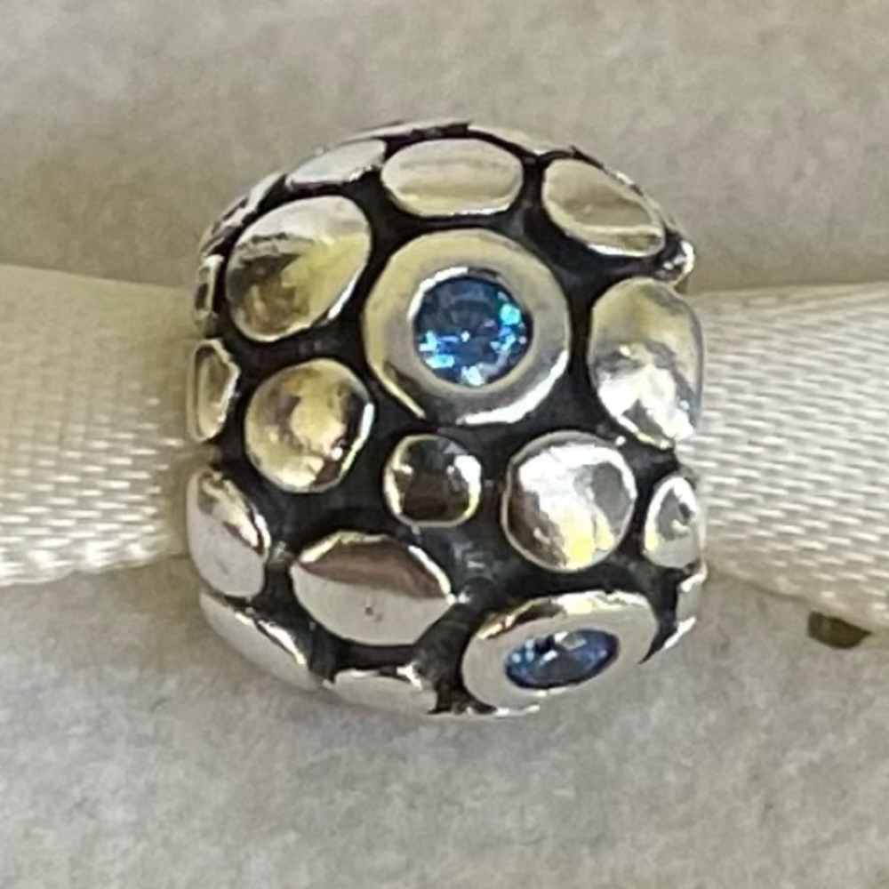 Authentic Pandora Blue CZ Bubbles Bead Charm in Sterling Silver 925